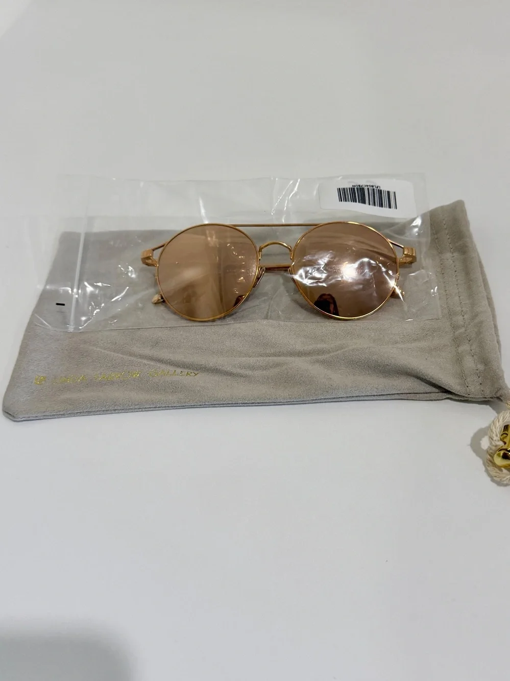 Linda Farrow LFL825 C3 Rayan Oval Aviator Rose Gold Titanium Sunglasses NWT